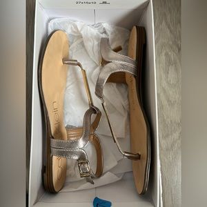 Calvin Klein Samira Metallic Saffiano sSandals